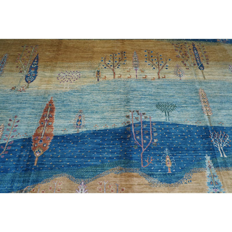 High-Quality Hand-Knotted Blue And Multi Area Rug