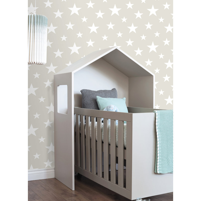 Amira Stars 33' L x 20.9" W Wallpaper Roll, Taupe