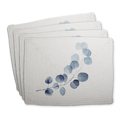 Ensemble de 4 napperons en polyester tressé - Eucalyptus