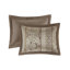 Couvre-lit réversible pour grand lit - brun / or Comprend un couvre-lit, 2 taies décoratives et des coussins décoratifs. Fabriqué à partir de matériaux de luxe pour la durabilité. Caractéristiques: feuille, rayures, motifs. Rehaussé de coutures. Or