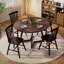 47.2 Inch Round Dining Table for 4-6, Farmhouse Style with Retro Tabletop and Curved Legs, Kitchen Table with Metal Frame, for Dining Room and Family Meals-1253457188