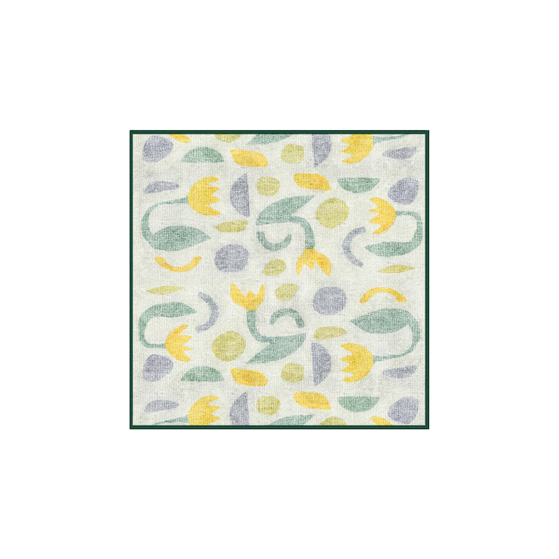 Marcink Washable Floral Indoor Rug, Square 3'