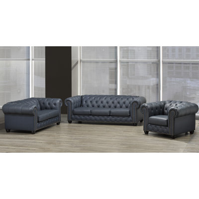 Orner 3 Piece Genuine Leather Living Room Set