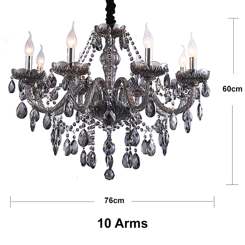 Ames Genuine Grey Crystal Chandelier, 60cm H x 76cm W x 60cm D