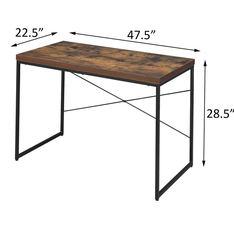 Bureau d'écriture en chêne patiné et noir avec base en métal