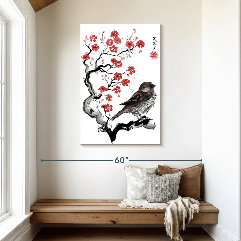Brampt Little Sparrow Sumi-E, 45" H x 30" W