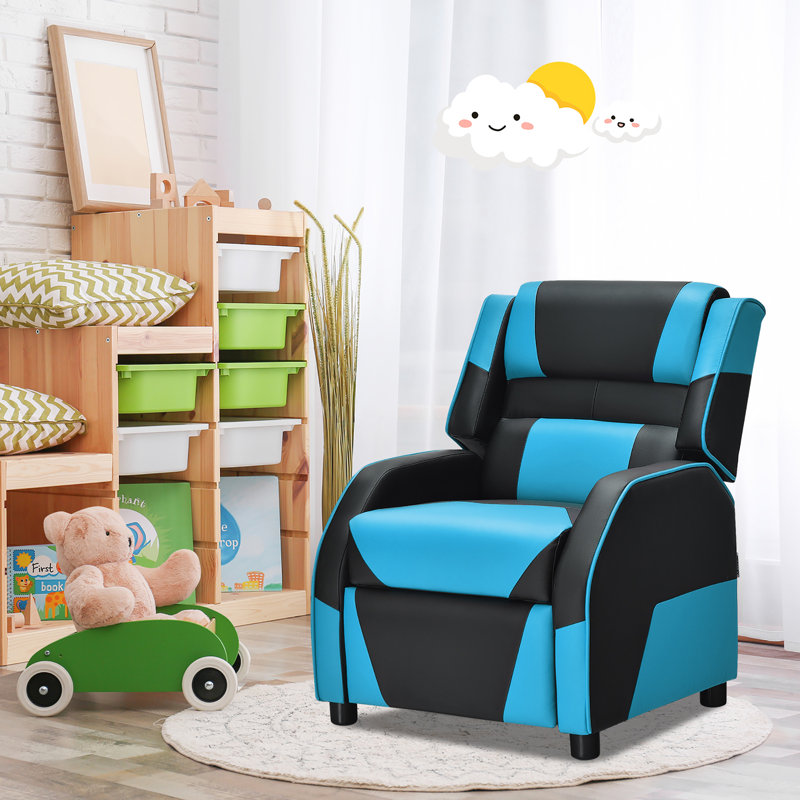 Fauteuil inclinable manuel standard en cuir Armas, Bleu
