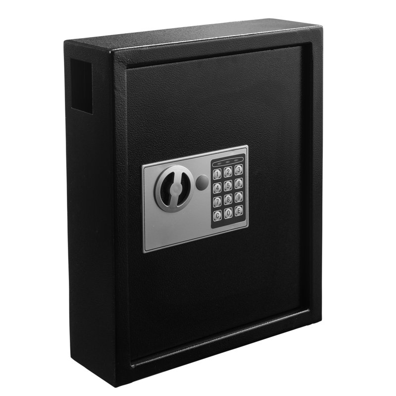 40-Key Steel Digital Lock Key Cabinet with 140 Key Tags, Black