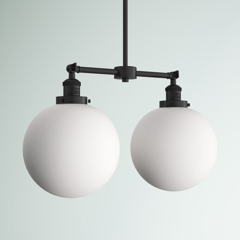 Oliver 2 - Light Kitchen Island Pendant, Oil Rubbed Bronze, Matte White