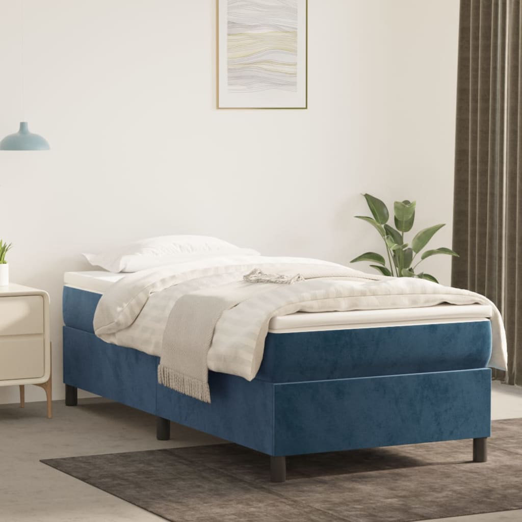 17 Stories Boxspring-Bettgestell Dunkelblau 90X200 cm Samt