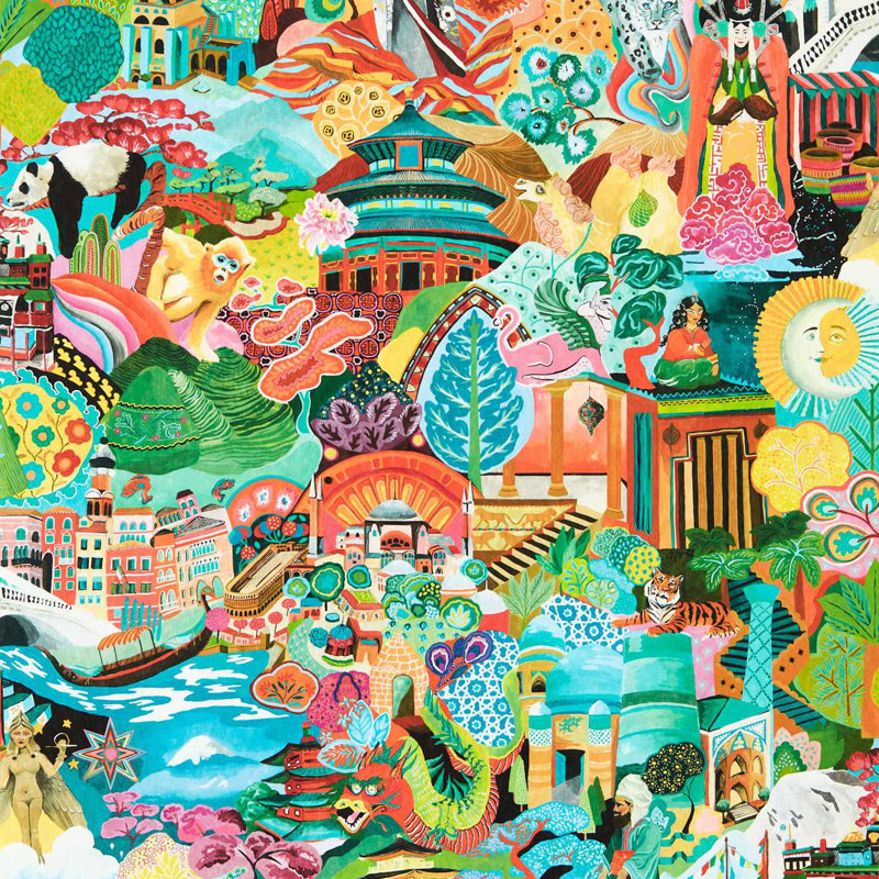 Journey of Discovery 10.05m x 68.6cm Wallpaper Roll, Ionian/Harissa/Emerald
