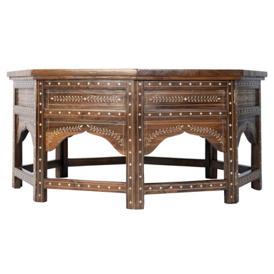  Mandore W Table basse octogonale en bois et os, brun