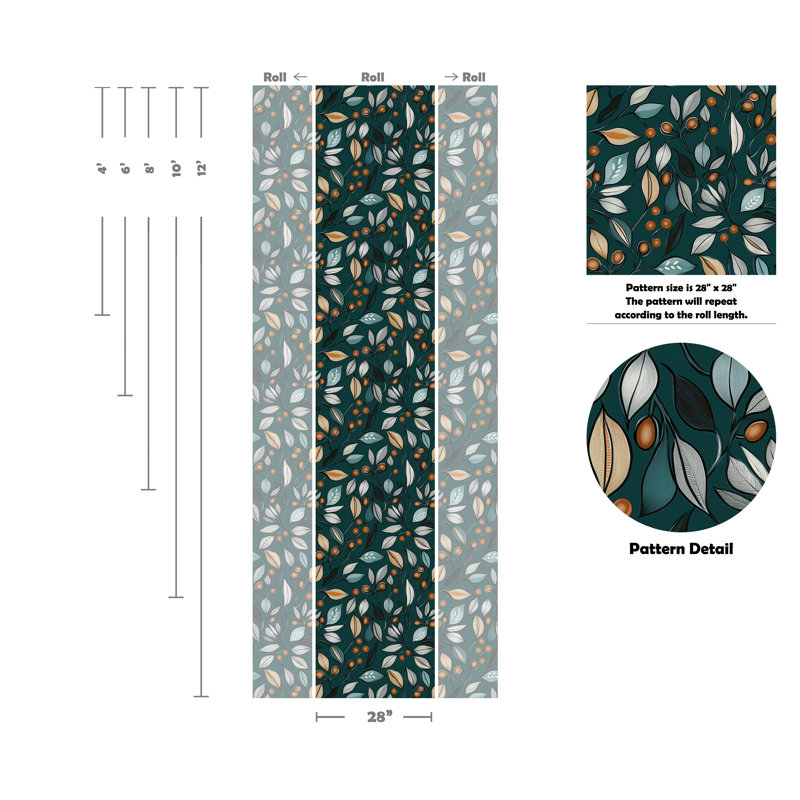 Papier peint amovible Autumn Night Elegance, L 48 po x l 28 po