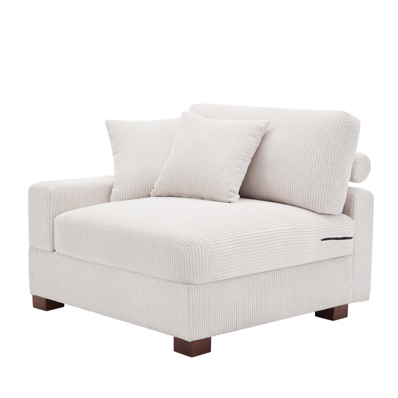 Yalisa Upholstered Armchair, Beige Corduroy