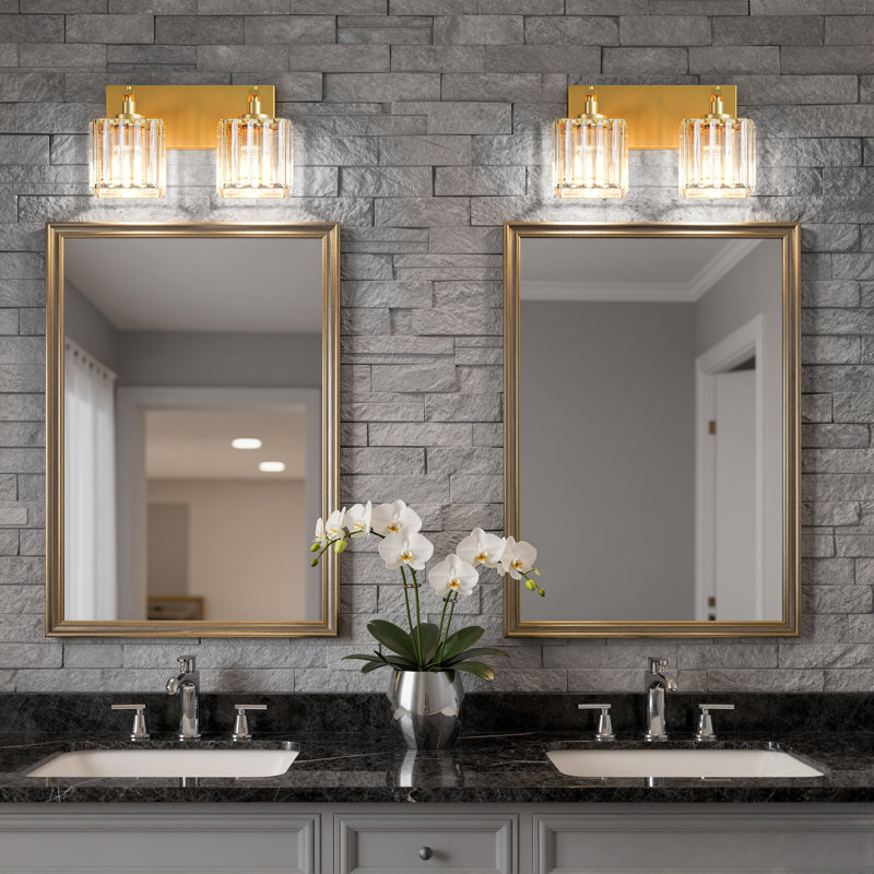 Éclairage pour meuble-lavabo à intensité variable avec abat-jour en cristal 2/3 lumières, 2