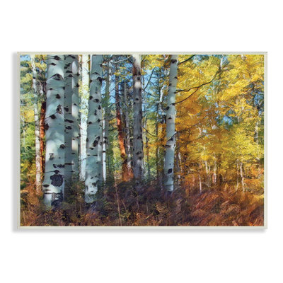 Cluster Of Birch Trees In Yellow Autumn Forest by Larry McFerrin - Print