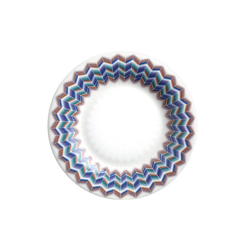 Zig Zag Bone China Bread And Butter Plate, Blue