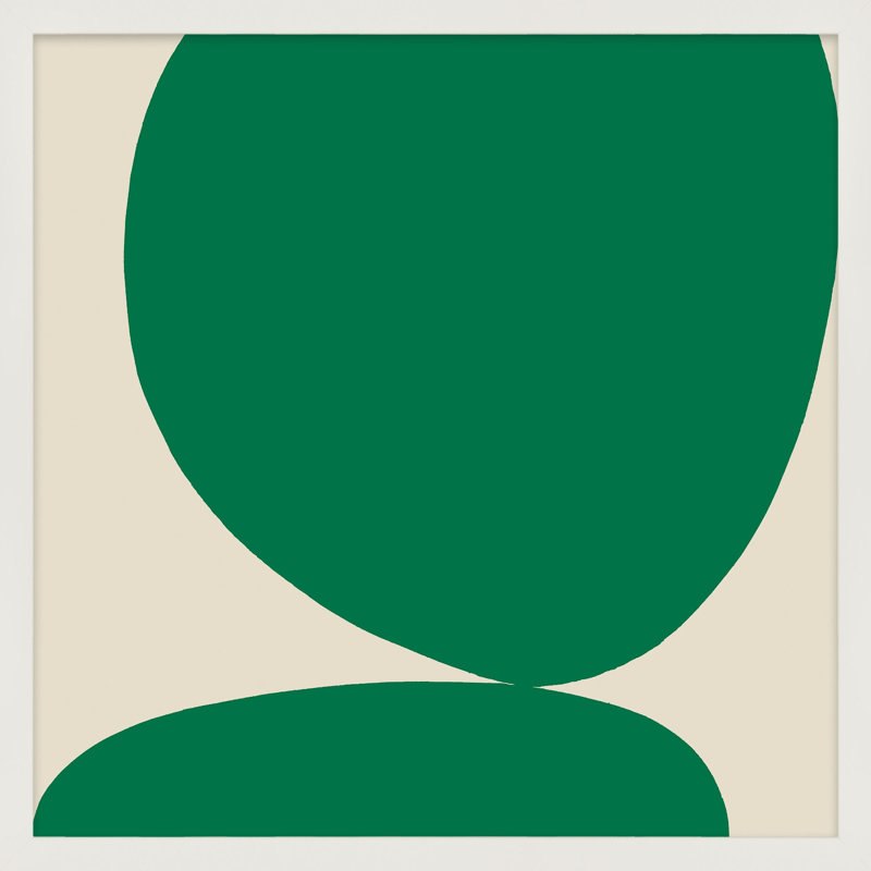 Green Ink 2 Painting by Lee Lessem, White Framed, 36" H x 36" W x 1.25" D