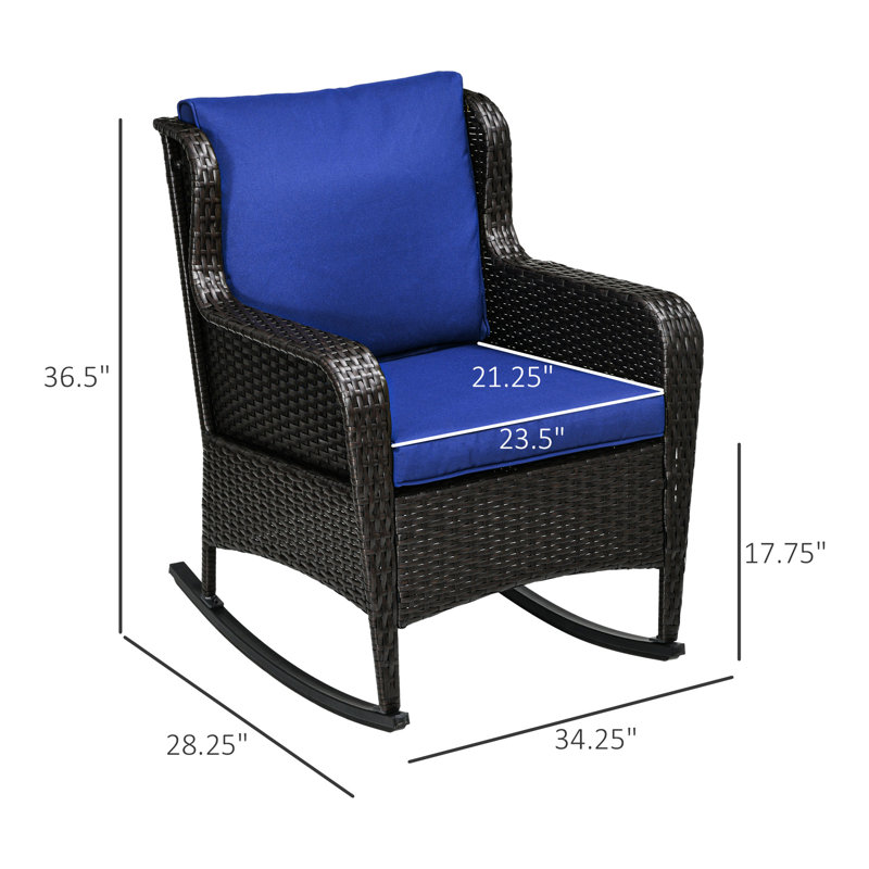Chaise berçante avec siège relaxant Backyard - bleu foncé, structure en acier, capacité de poids élevée pour le patio, la construction de jardin et les coussins de jardin,
