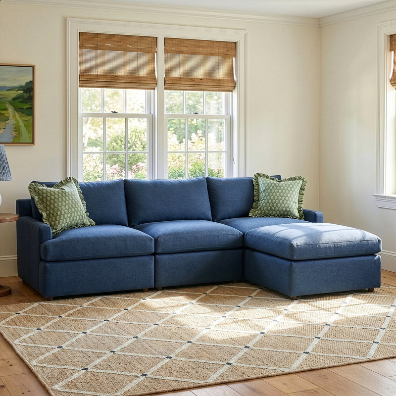 Wrenley 4-Piece Slipcovered Modular Sectional, Bayou Spray Canvas