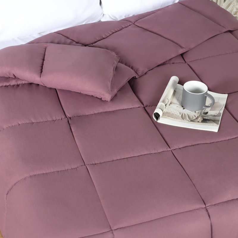 Édredon toutes saisons réversible uni hypoallergénique en duvet synthétique et housse de couette, Édredon très grand, Marine