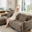 Canapé en L Chenille avec 1 repose-pieds mobile, canapé modulaire surdimensionné à 3 places avec 3 coussins de taille exquise, conception ergonomique, canapé modulaire facile à assembler pour le bureau du salon, café