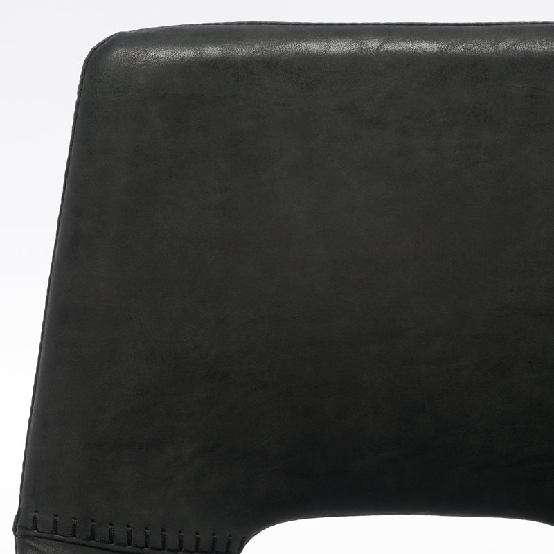Swivel Upholstered Faux Leather Adjustable Height Counter Stool with Iron Frame, Black