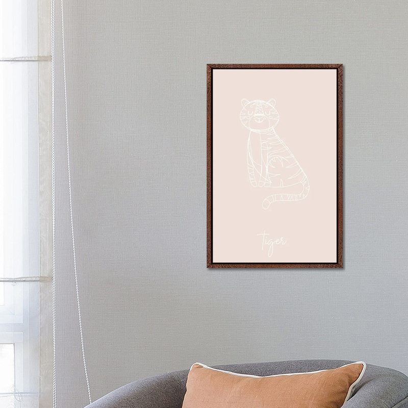 Nursery Tiger Line Art 1 Piece Wall Art on Canvas, 66.04 cm H x 45.72 cm W, Classic Wood Framed
