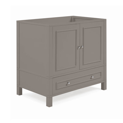 Williamsburg 36 Inch Bathroom Vanity - Freestanding Cabinet Without Sink - Large Wood Vanity with Soft-Close Doors (Gray)
