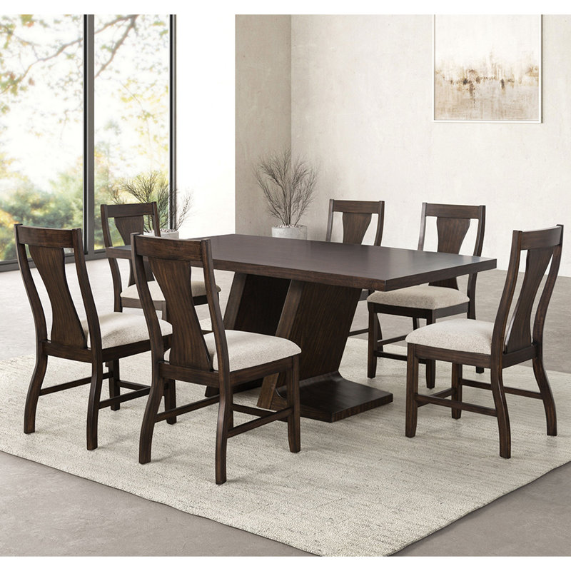 Ensemble de salle à manger 7 pièces avec plateau rectangulaire en espresso