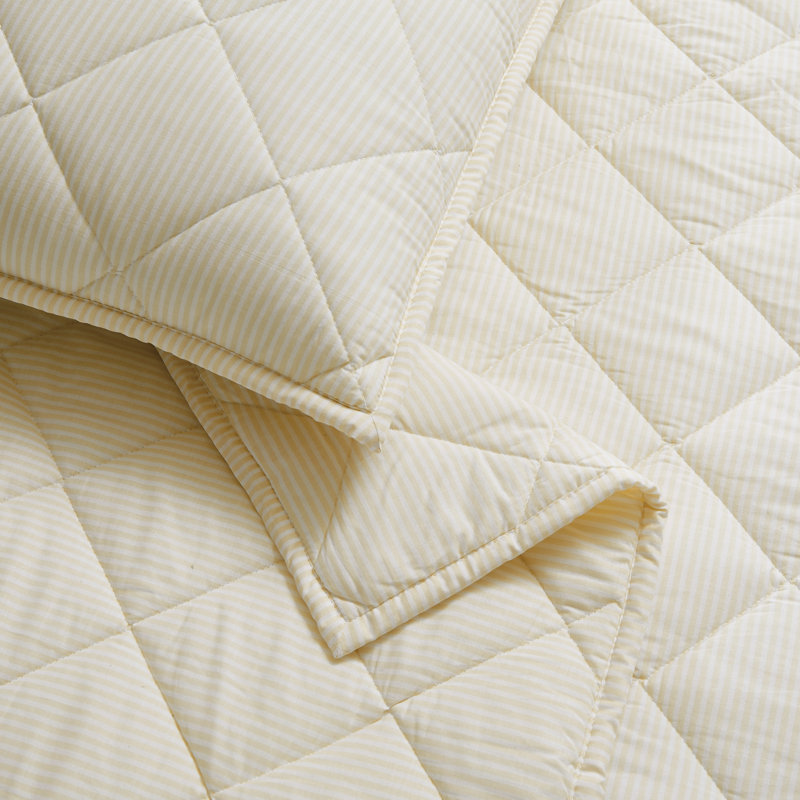 Brooklyn Loom Pinstripe Quilt Set, Twin Quilt + 1 Standard Sham, White/Ivory