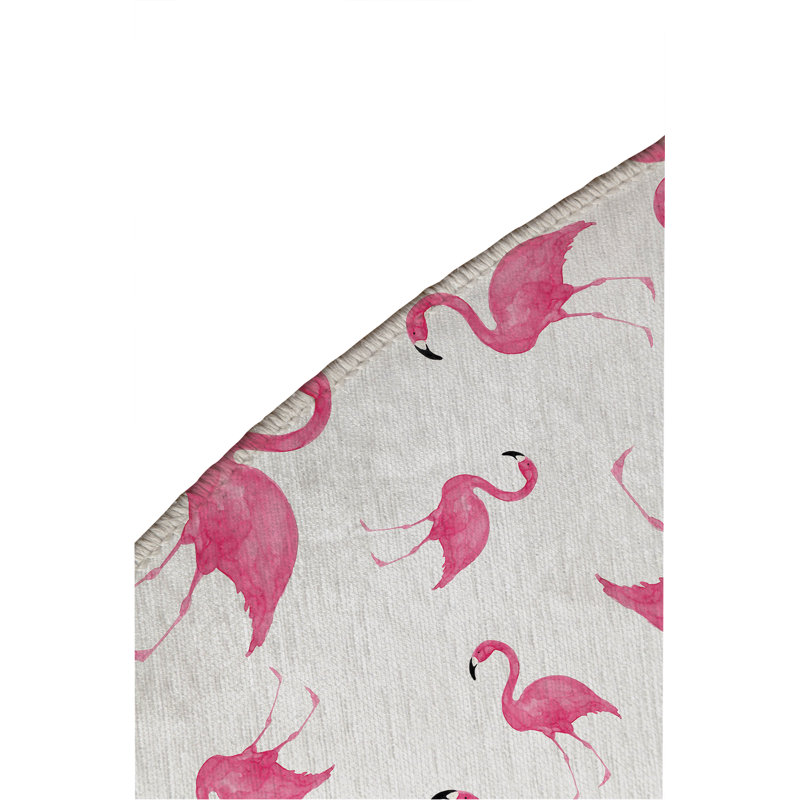 Tapis d'extérieur Summer Flamingo, Rond 5 pi