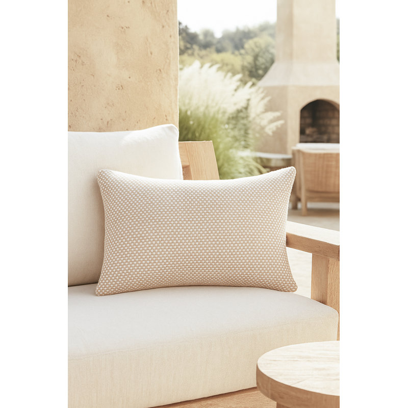 Outdoor Living Pillow Cover, Beige, Rectangle 14"H x 20"W, Polyester