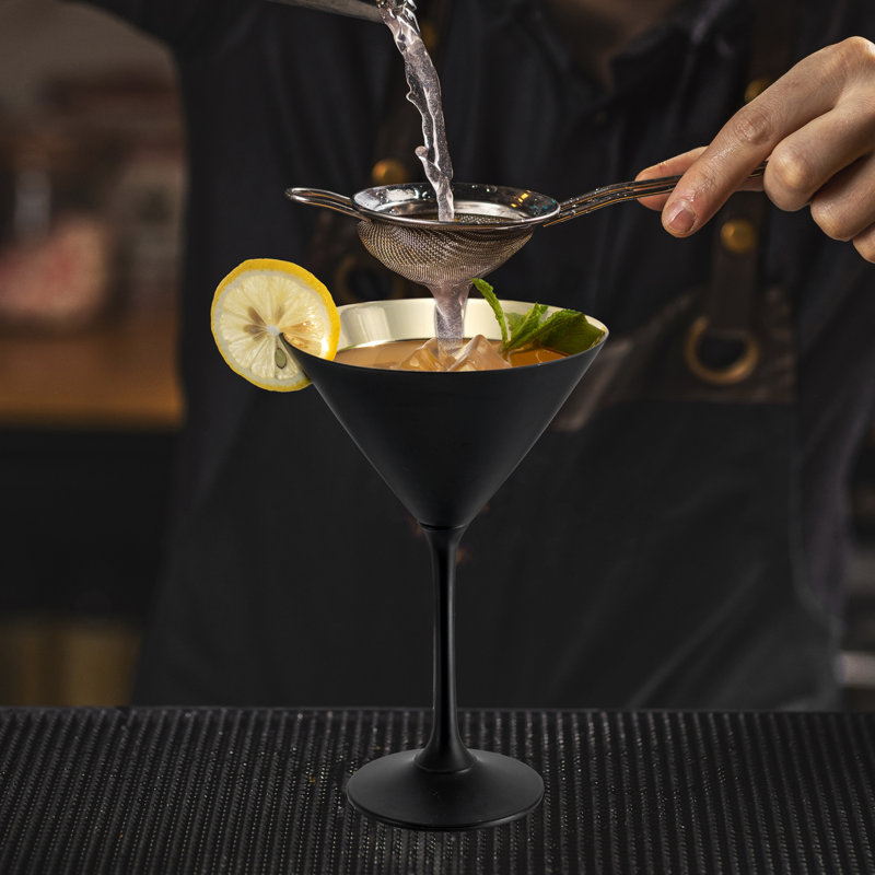 4 Piece 237ml Martini Glass Set, Black/Gold