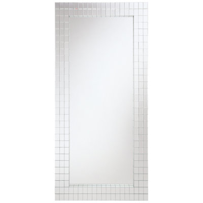 Silver Mosaic Beveled Accent Floor Mirror, 22"L X 61" Inner 32" Wide, 71" Tall, 2" Deep, 68 Lb, Material , Silver, Mosaic, Beveled,