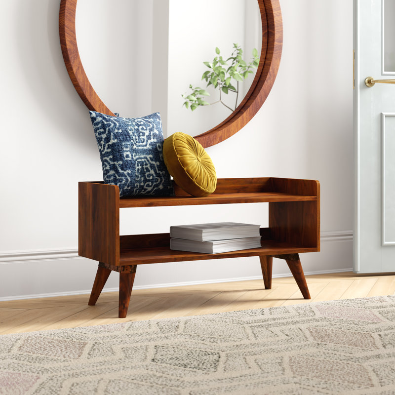 Banc de rangement en bois massif Uwais