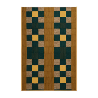 Machine Washable Checkered Brown Area Rug