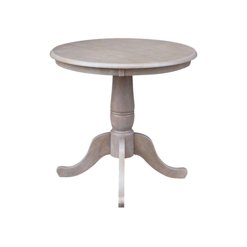 Table de salle à manger à piédestal en bois massif, H 30 po x L 30 po x l 30 po, Taupe-gris délavé