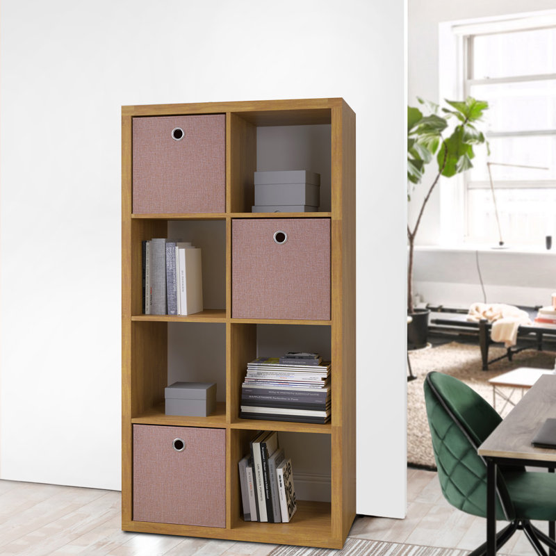 Smart Cube 8-Cube Organizer Storage With Opened Back Shelves,2 X 4 Cube Bookcase Book Shleves For Home, Office, Brown