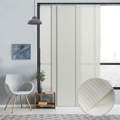 Sharmaine Adjustable Sliding Panel Track Blind for Patio Doors & Room Dividers, 45.8"- 86" W x 96" H, Trimmable Natural Woven Texture, Cirrus (Semi-Sheer)
