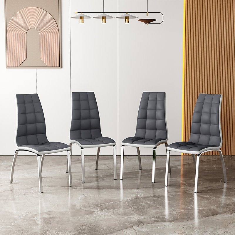 Audronis 40cm H Upholstered Metal Side Chair in Gray