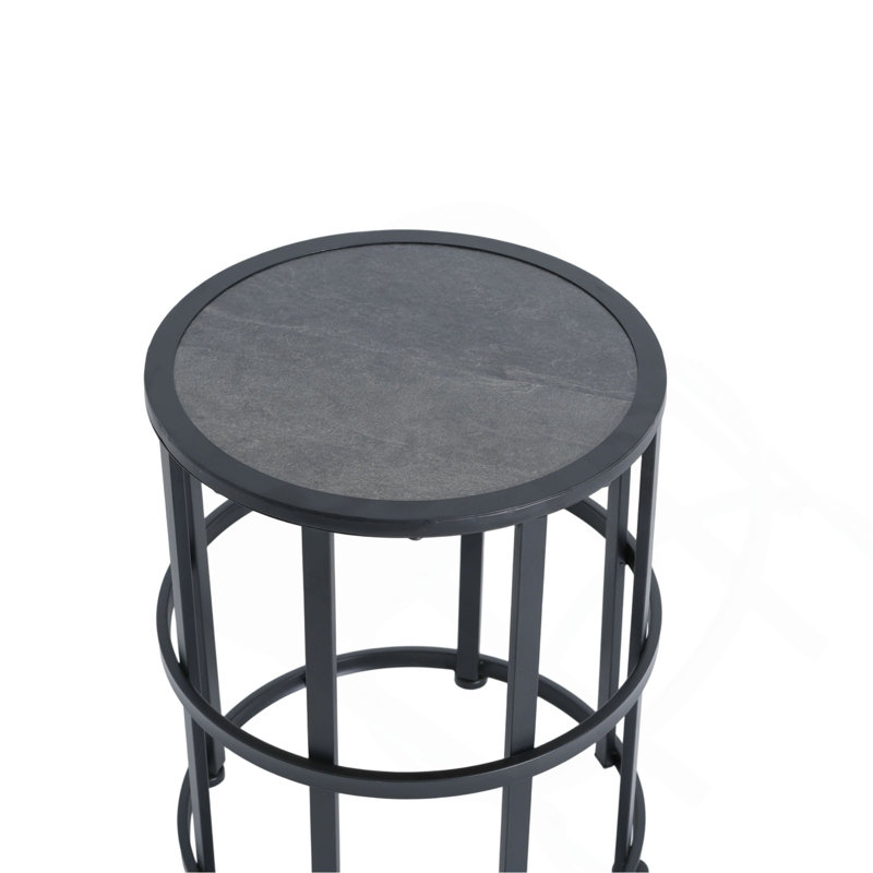 Table d'appoint avec structure en fer thermolaqué - Décoration de patio légère et résistante aux intempéries