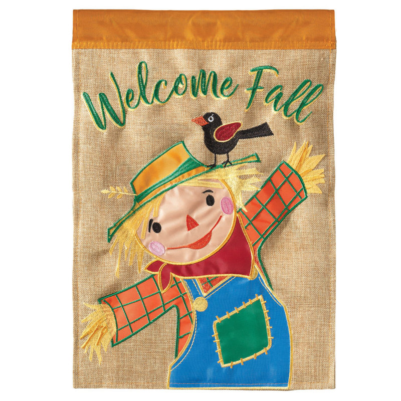Drapeau de jardin 18 po x 13 po Friederike Applique Welcome Fall Scarecrow