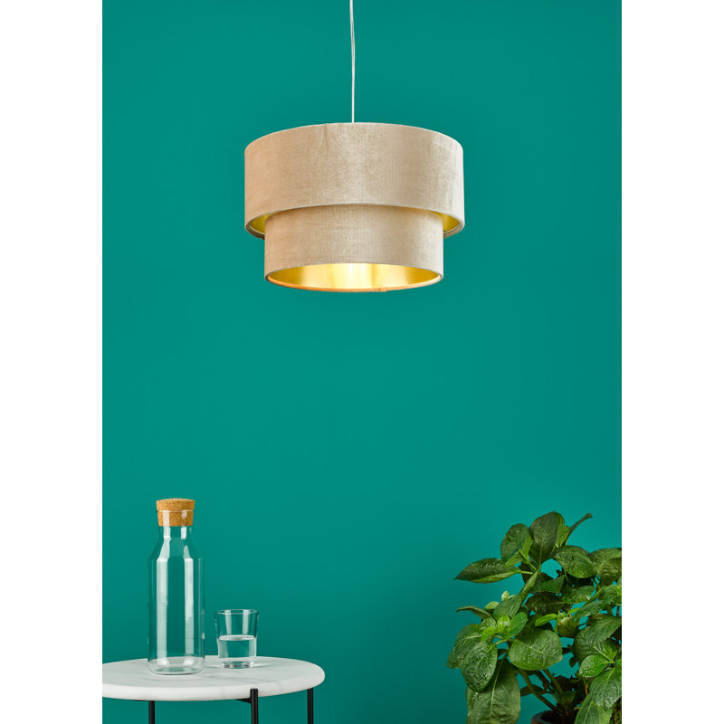 Bengte 1 - Light LED Drum Pendant, Taupe/Gold