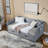 Twin Size Upholstery Extendable Daybed with Trundle Bed-2123904230
