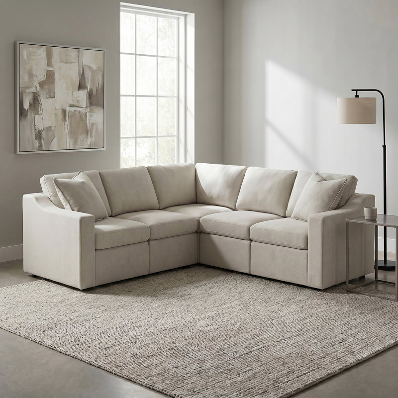 Canapé modulaire en coin rembourré Lockheart 5PC , Polyester beige