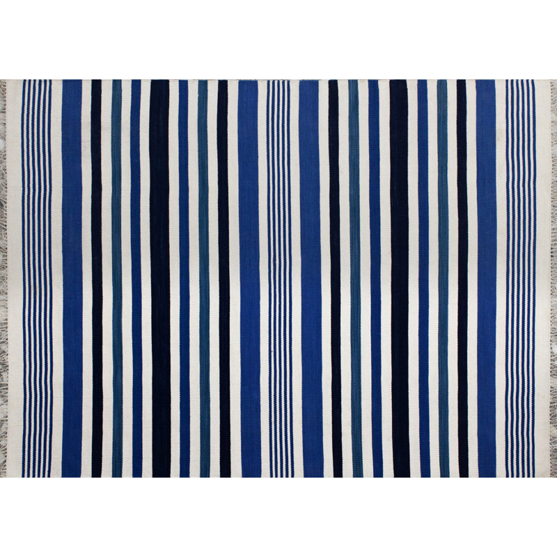 Striped Cotton Hand Woven Area Rug, Rectangle 200 x 300cm