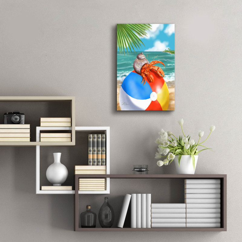 Art mural en verre Dovecove «Beach Friends - Hermit Crab» par Shari Warren, H 24 po x l 16 po x P 0,2 po