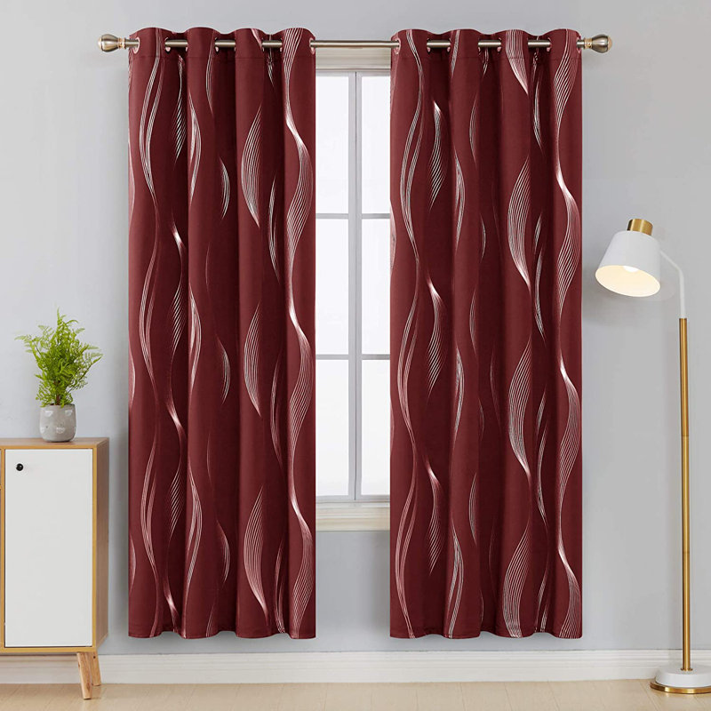 Prewett Super Soft Eyelet Room Darkening Thermal Curtains, Dark Red, Width 168 x Drop 138cm