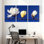 Magnolia blanc, jaune et jaune sur fond bleu, ensemble de 3 impressions sur toile